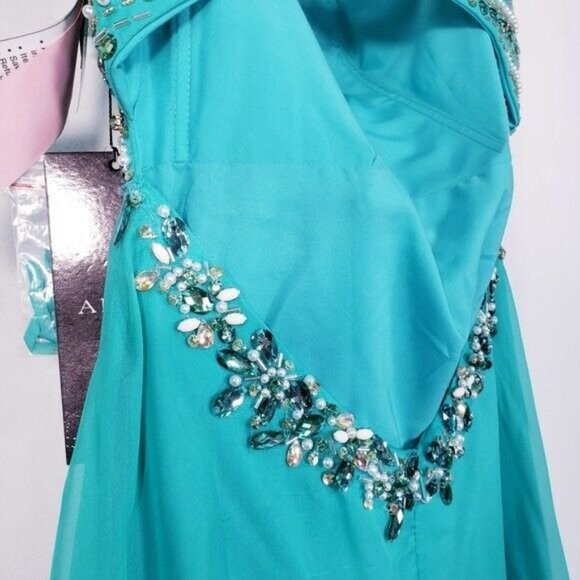 Green Long Gown Small Embellished Cut Out Evening Chiffon Alyce Paris 4 NWT$348 - Picture 11 of 12